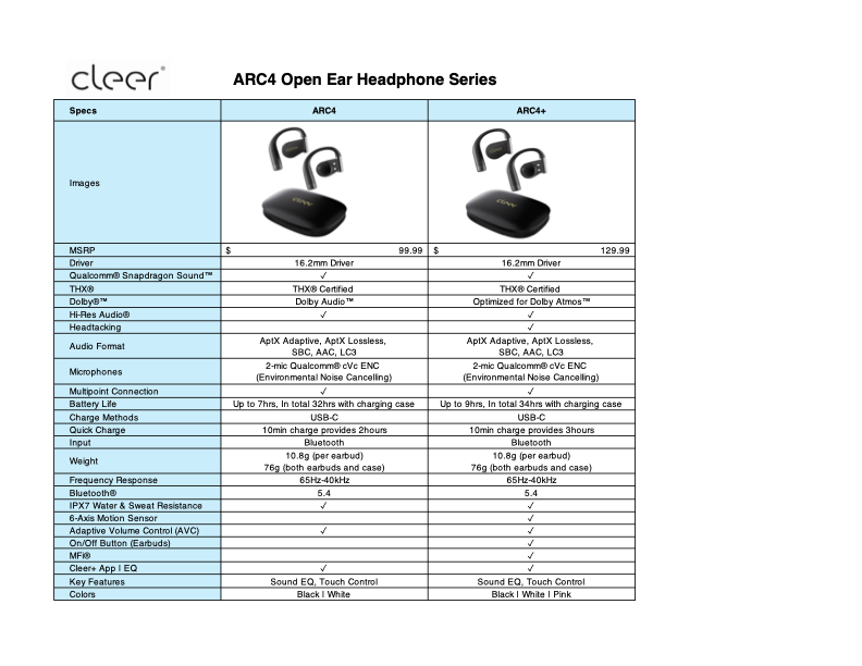 cleer arc 4 and arc 4 plus comparison